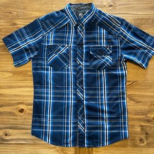 Blue plaid Rock & Republic short sleeve button up shirt, Sz. Small